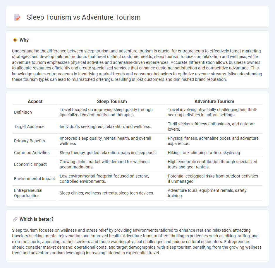 Sleep Tourism vs Adventure Tourism in Entrepreneurship