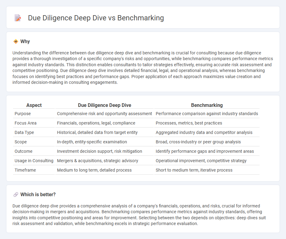 Due Diligence Deep Dive vs Benchmarking in Consulting