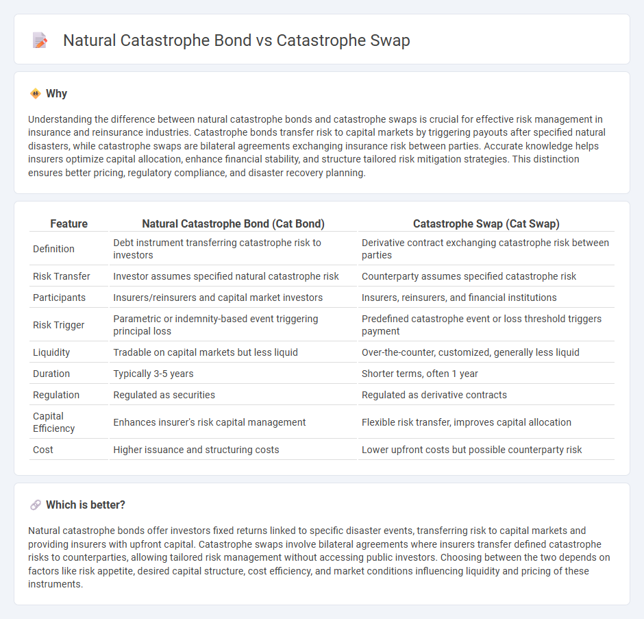 Natural Catastrophe Bond vs Catastrophe Swap in Insurance