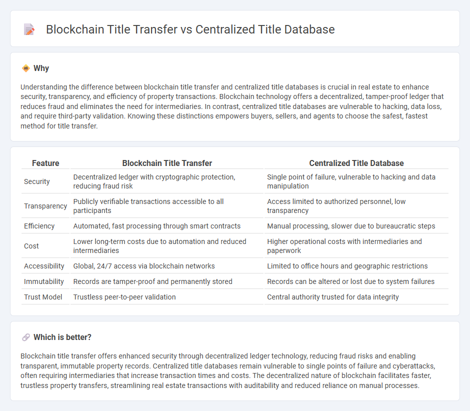 Blockchain Title Transfer vs Centralized Title Database in Real Estate
