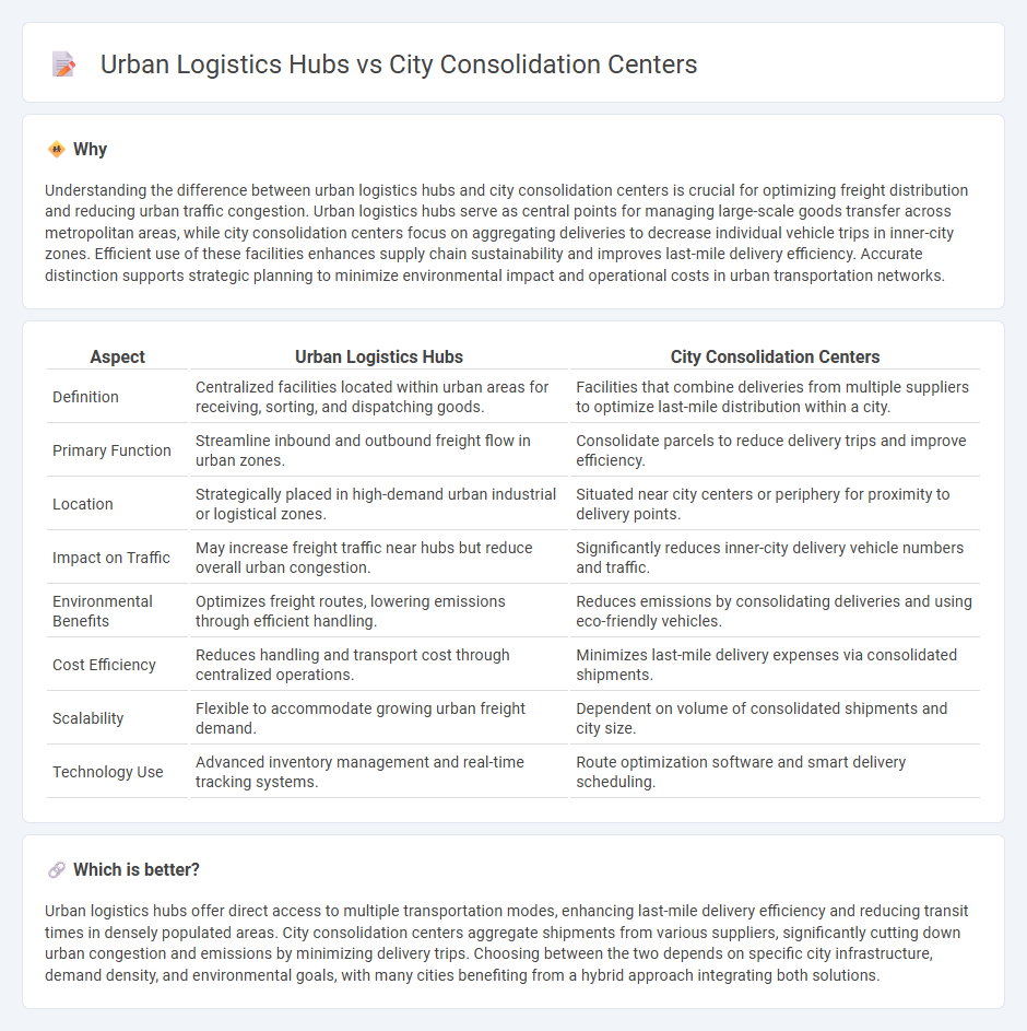 Urban Logistics Hubs vs City Consolidation Centers in Logistics