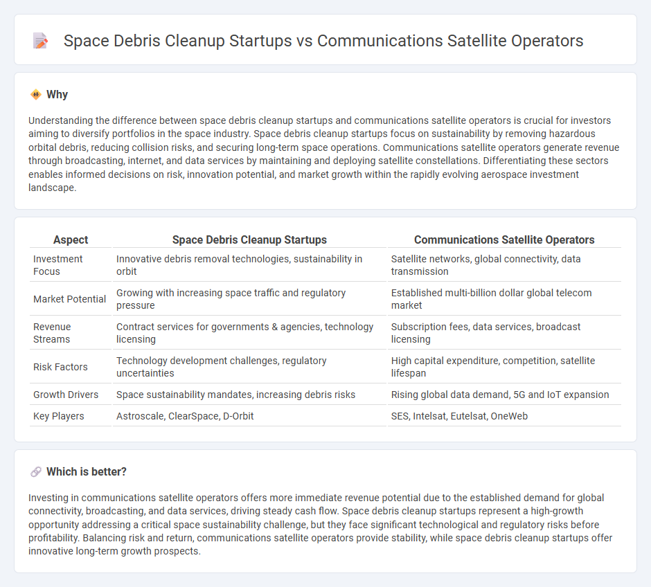 Space Debris Cleanup Startups vs Communications Satellite Operators in Investment