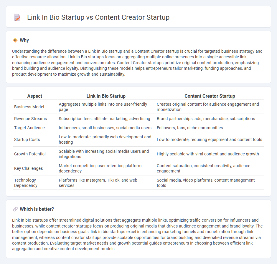 Link In Bio Startup vs Content Creator Startup in Entrepreneurship