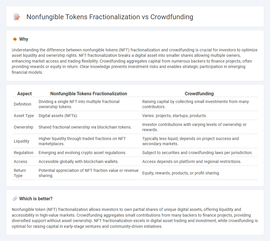 Nonfungible Tokens Fractionalization vs Crowdfunding in Finance
