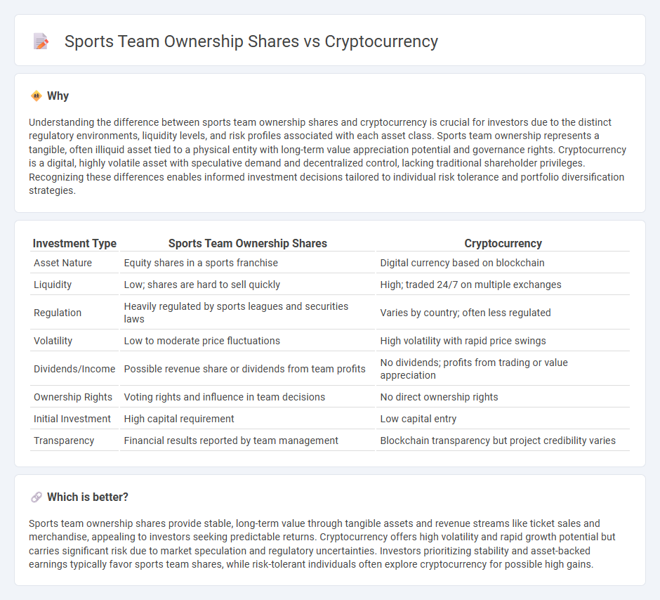 Sports Team Ownership Shares vs Cryptocurrency in Investment