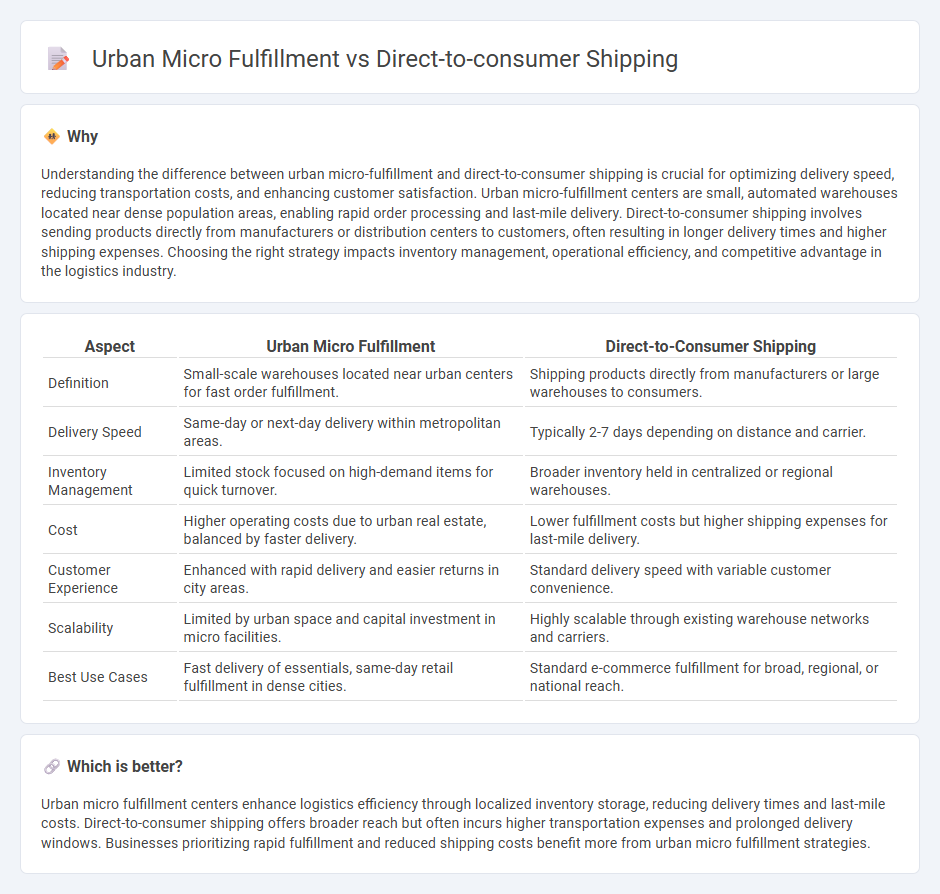 Urban Micro Fulfillment vs Direct-To-Consumer Shipping in Logistics
