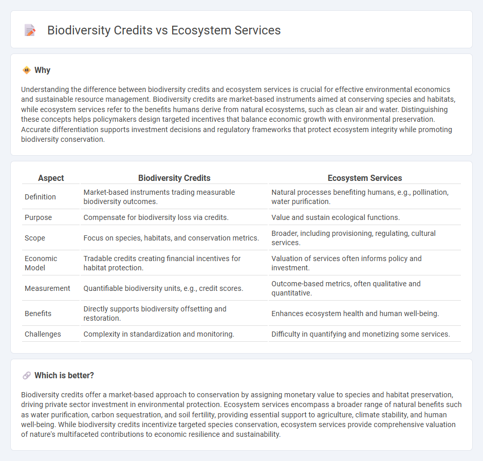 Biodiversity Credits vs Ecosystem Services in Economy