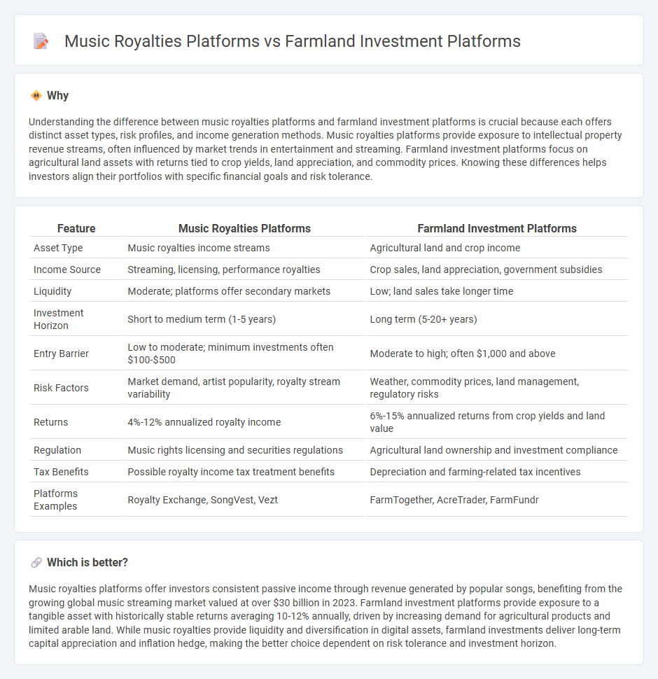Music Royalties Platforms vs Farmland Investment Platforms in Investment