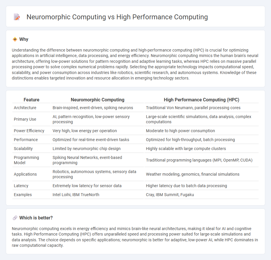 Neuromorphic Computing vs High Performance Computing in Technology