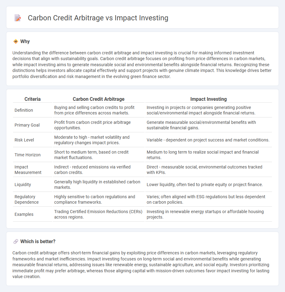 Carbon Credit Arbitrage vs Impact Investing in Investment