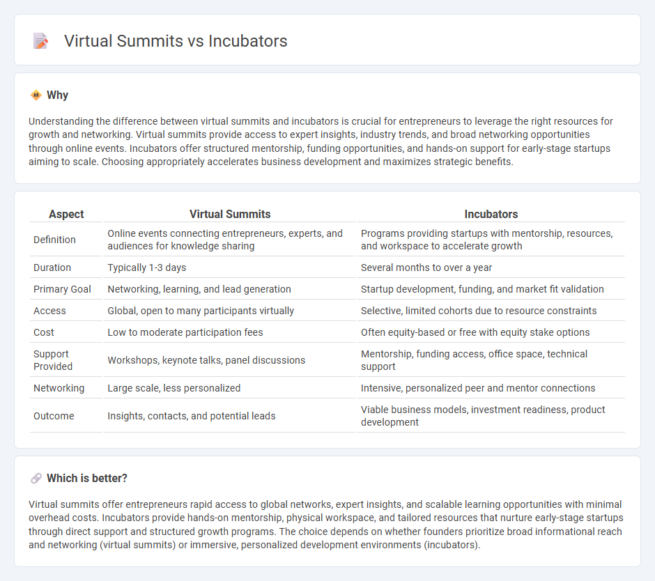 Virtual Summits vs Incubators in Entrepreneurship
