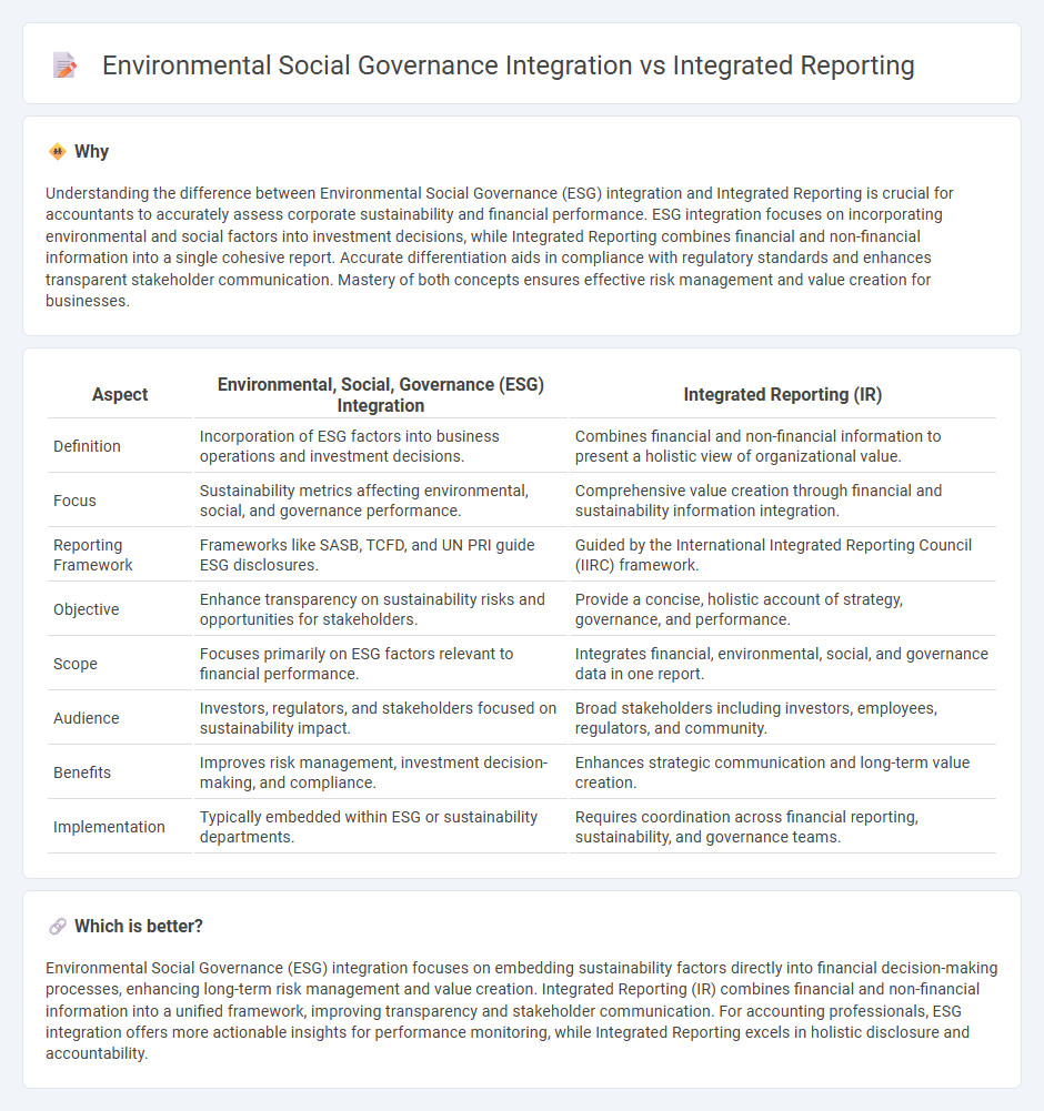 Environmental Social Governance Integration vs Integrated Reporting in Accounting