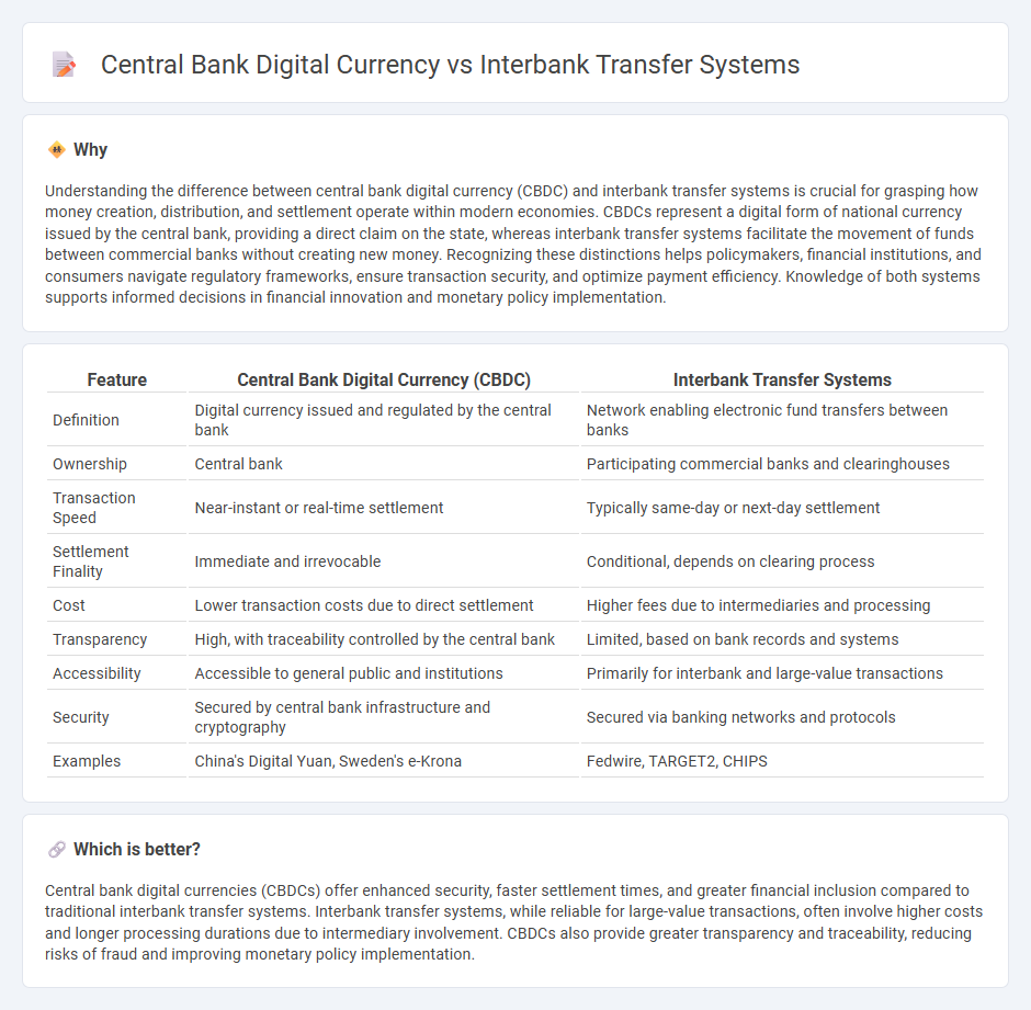 Central Bank Digital Currency vs Interbank Transfer Systems in Banking