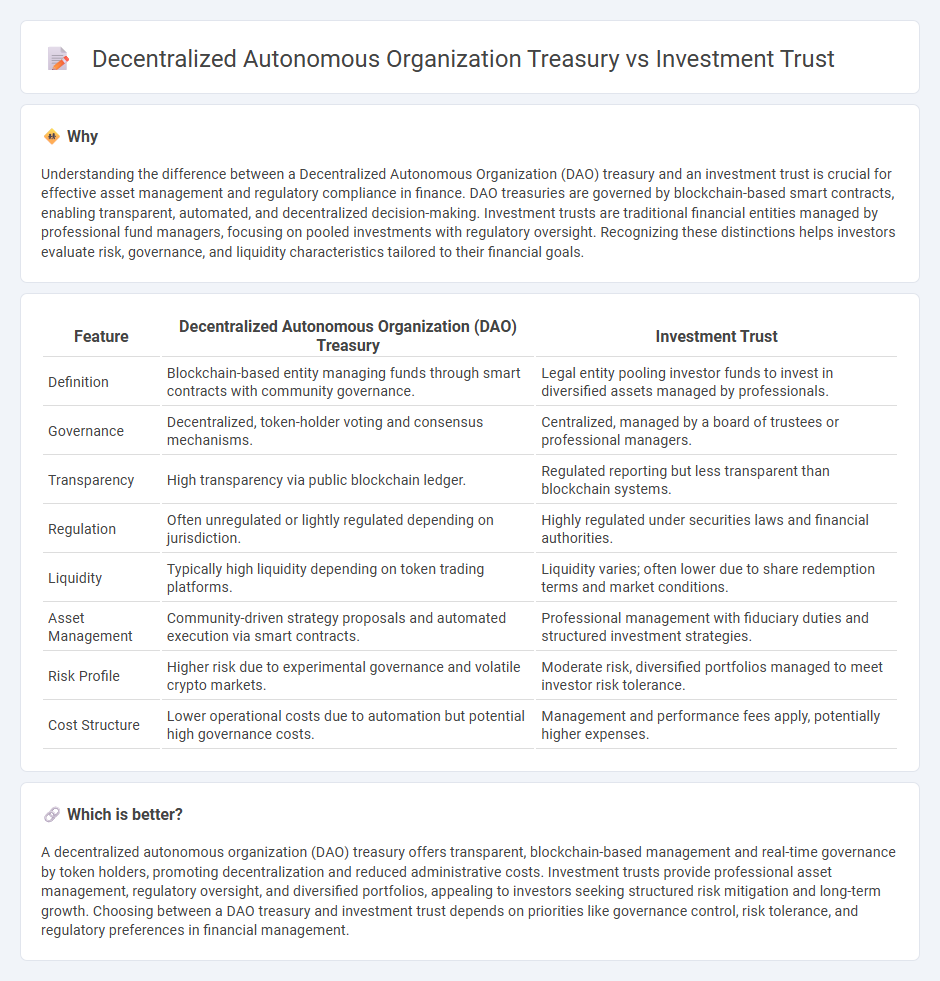 Decentralized Autonomous Organization Treasury vs Investment Trust in Finance