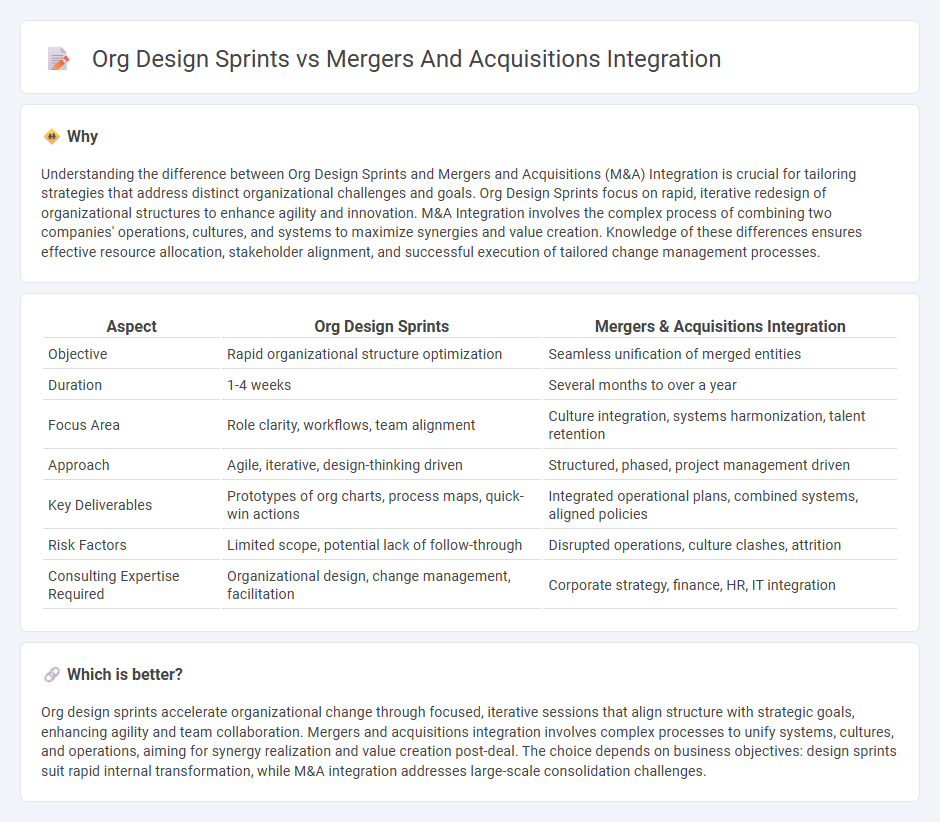 Org Design Sprints vs Mergers And Acquisitions Integration in Consulting