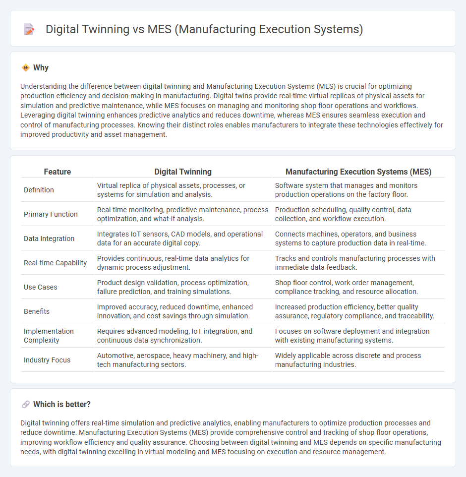 Digital Twinning vs Mes (Manufacturing Execution Systems) in Manufacturing