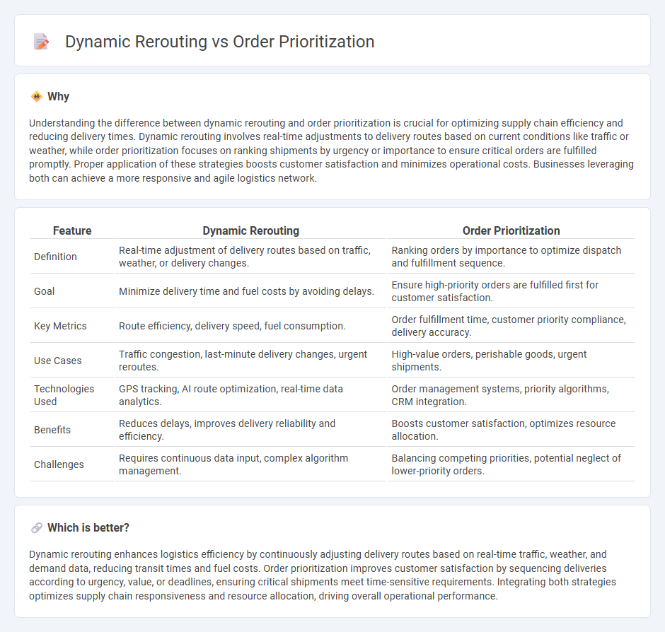 Dynamic Rerouting vs Order Prioritization in Logistics