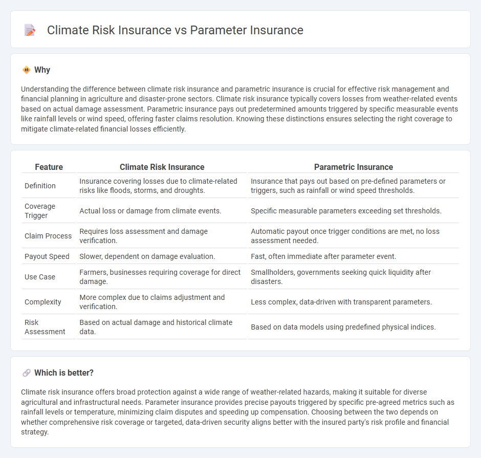 Climate Risk Insurance vs Parameter Insurance in Insurance