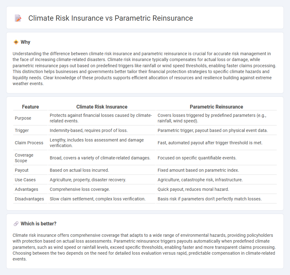 Climate Risk Insurance vs Parametric Reinsurance in Insurance