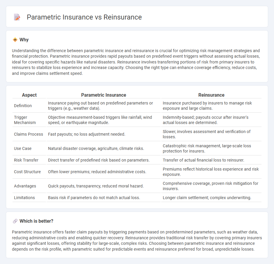 Parametric Insurance vs Reinsurance in Insurance