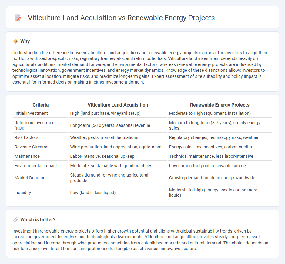 Viticulture Land Acquisition vs Renewable Energy Projects in Investment