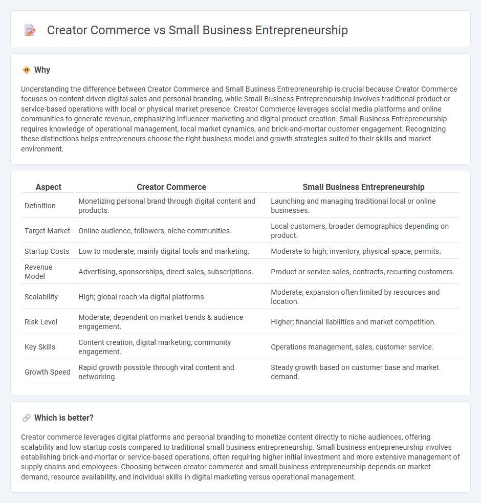 Creator Commerce vs Small Business Entrepreneurship in Entrepreneurship