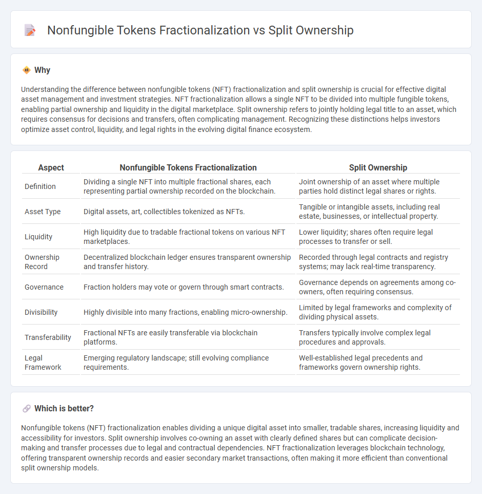 Nonfungible Tokens Fractionalization vs Split Ownership in Finance