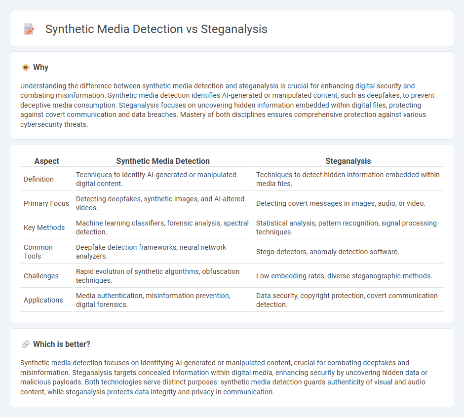 Synthetic Media Detection vs Steganalysis in Technology