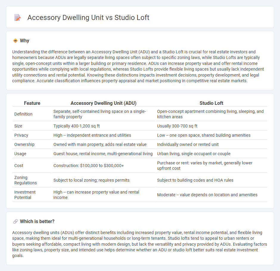 Accessory Dwelling Unit vs Studio Loft in Real Estate