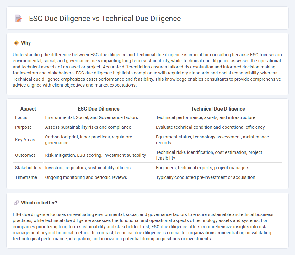 Esg Due Diligence vs Technical Due Diligence in Consulting
