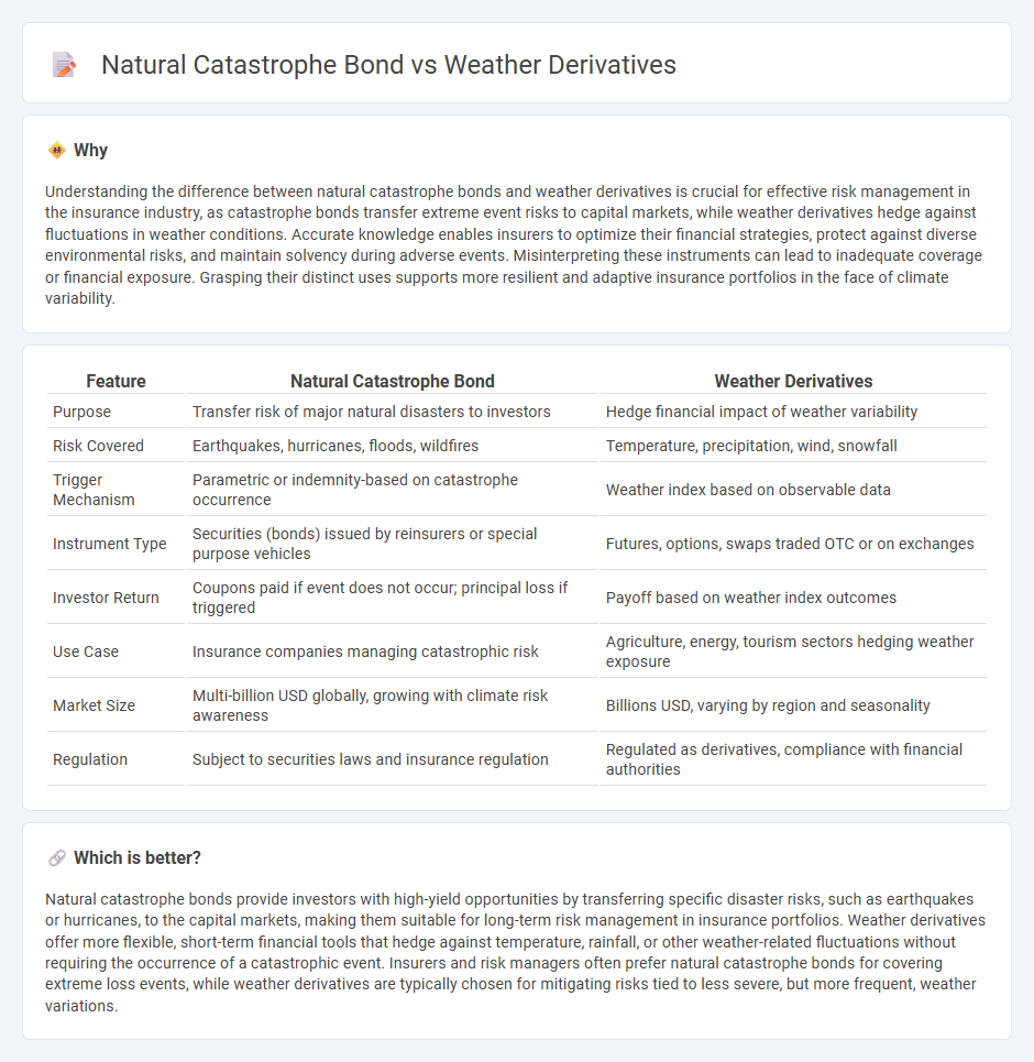 Natural Catastrophe Bond vs Weather Derivatives in Insurance