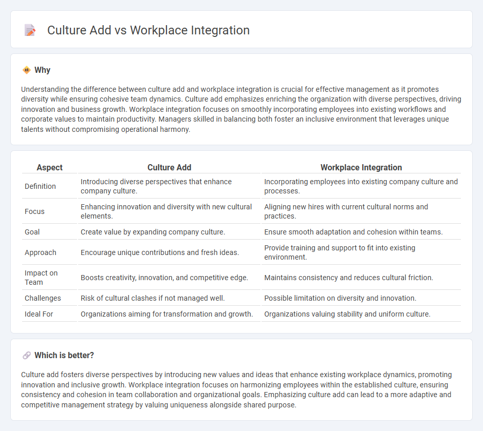 Culture Add vs Workplace Integration in Management