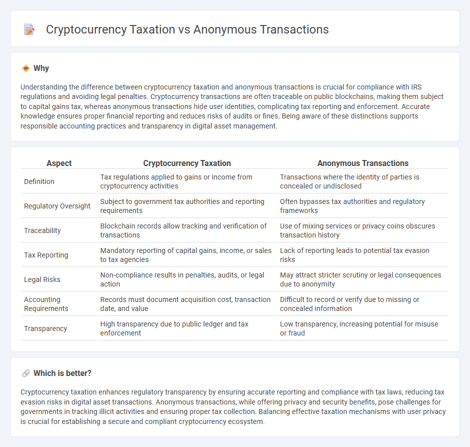 Cryptocurrency Taxation vs Anonymous Transactions in Accounting