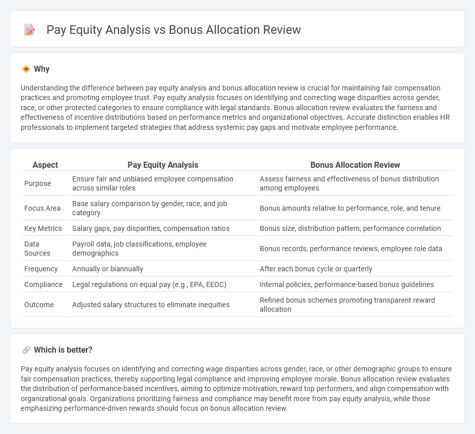 Pay Equity Analysis vs Bonus Allocation Review in Human Resources