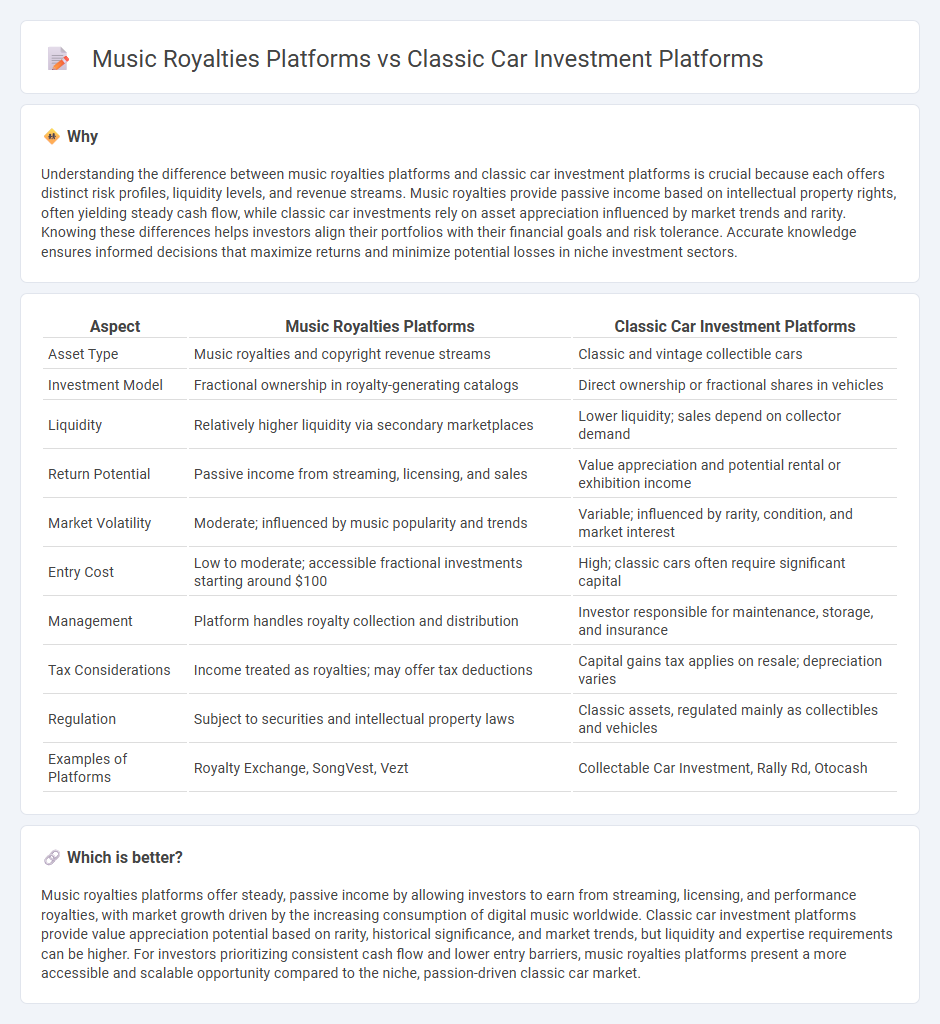 Music Royalties Platforms vs Classic Car Investment Platforms in Investment