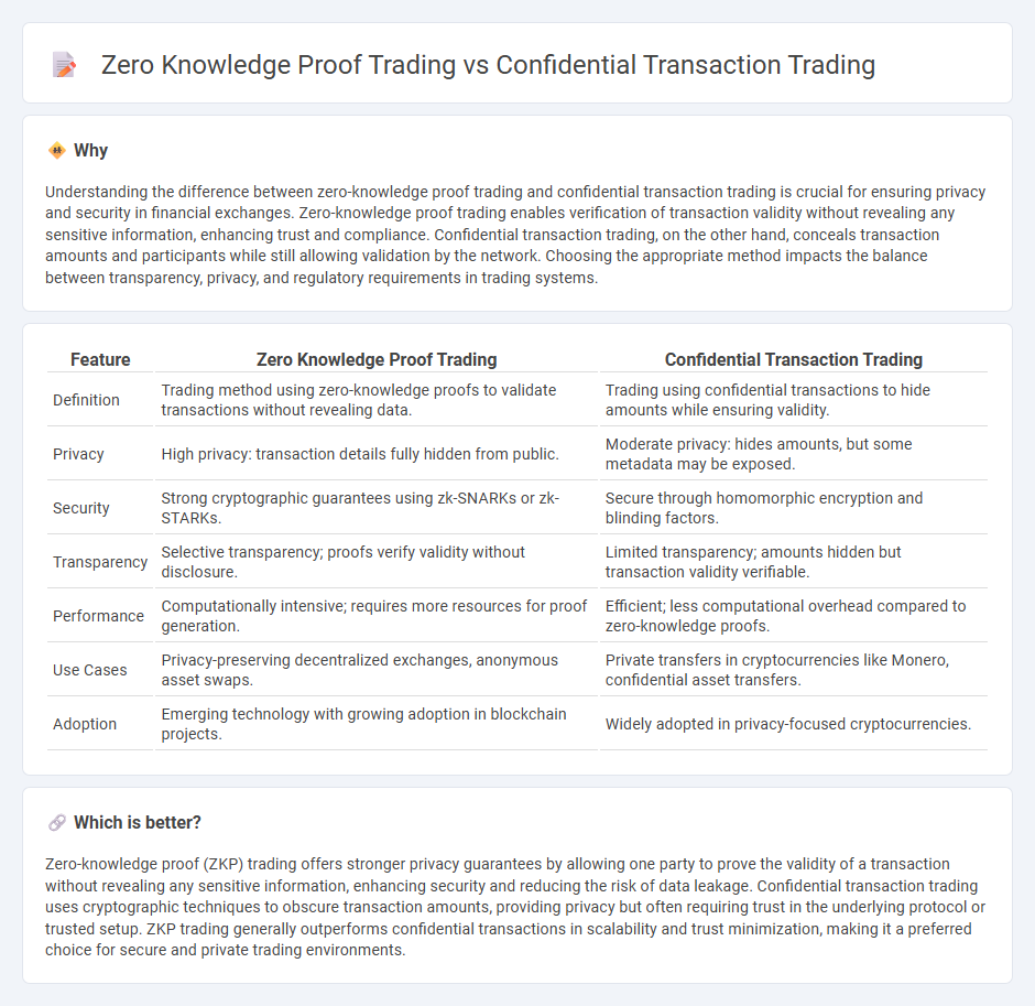 Zero Knowledge Proof Trading vs Confidential Transaction Trading in Trading
