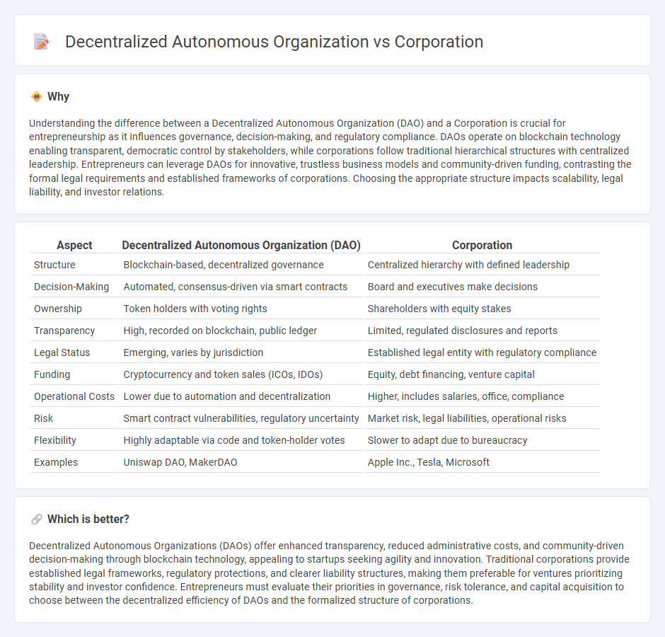 Decentralized Autonomous Organization vs Corporation in Entrepreneurship