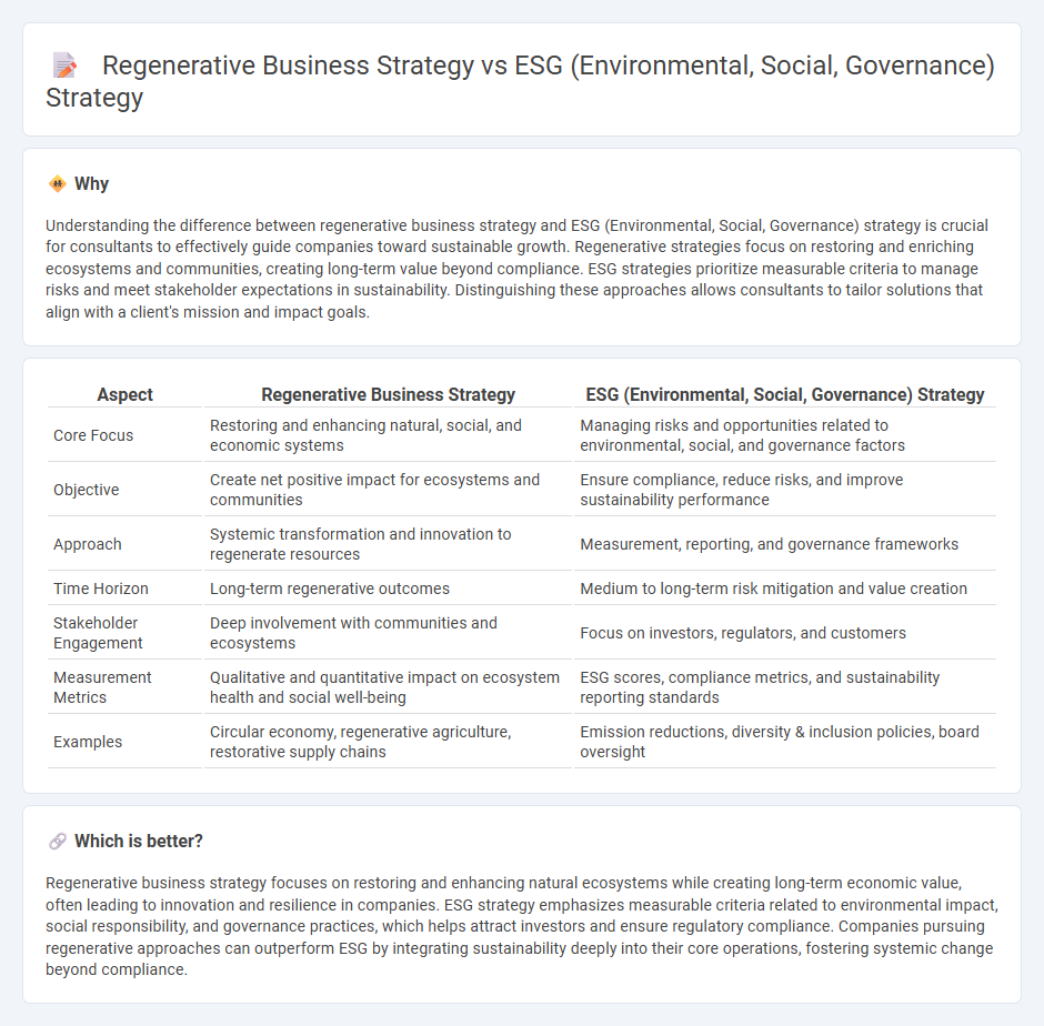Regenerative Business Strategy vs Esg (Environmental, Social, Governance) Strategy in Consulting