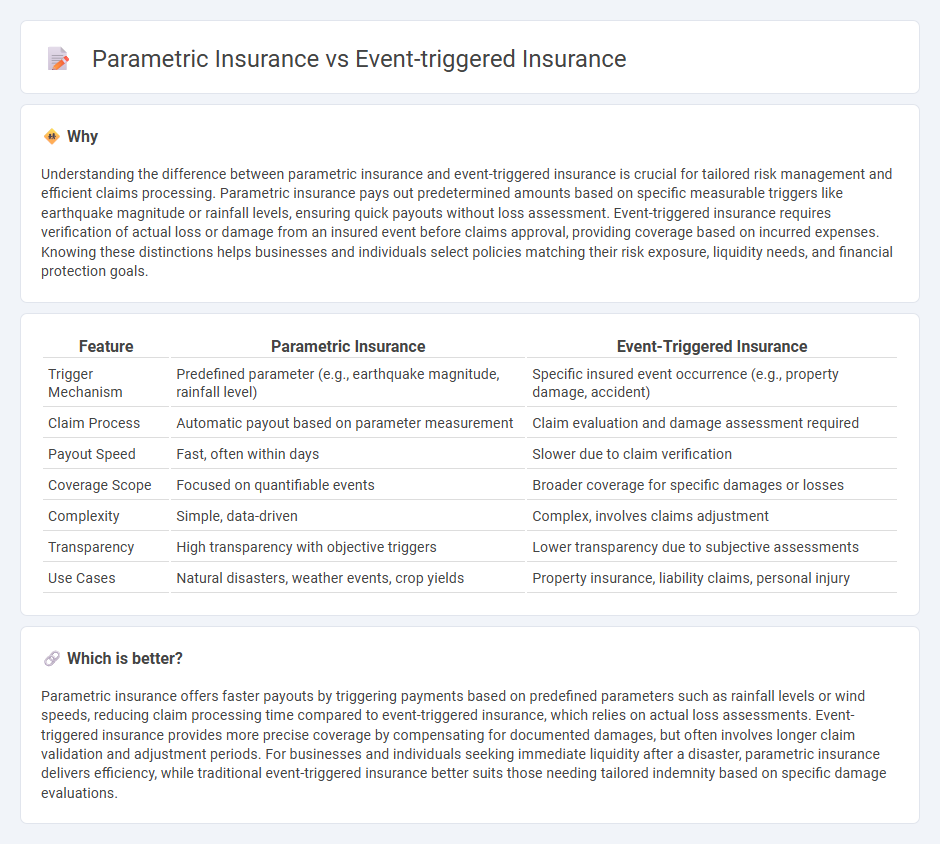 Parametric Insurance vs Event-Triggered Insurance in Insurance
