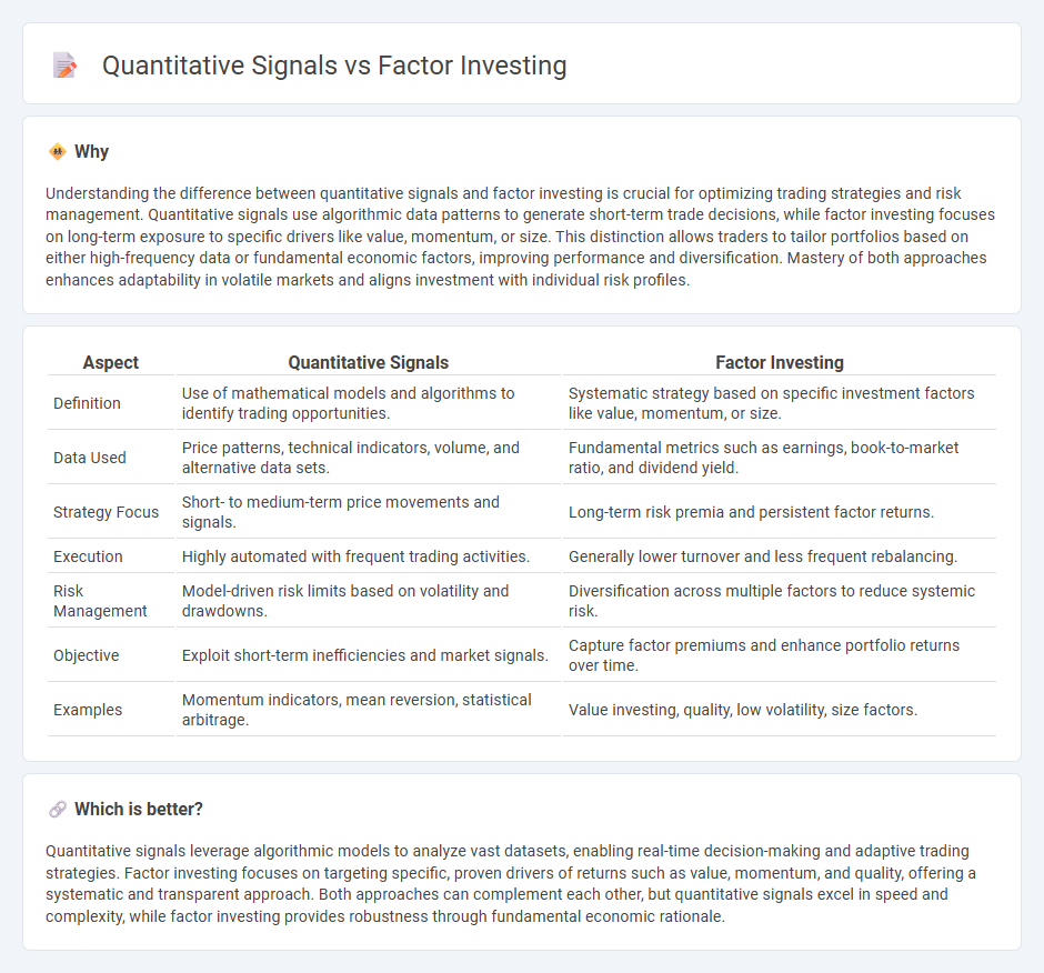Quantitative Signals vs Factor Investing in Trading