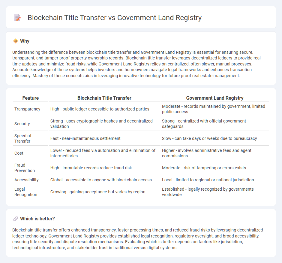 Blockchain Title Transfer vs Government Land Registry in Real Estate