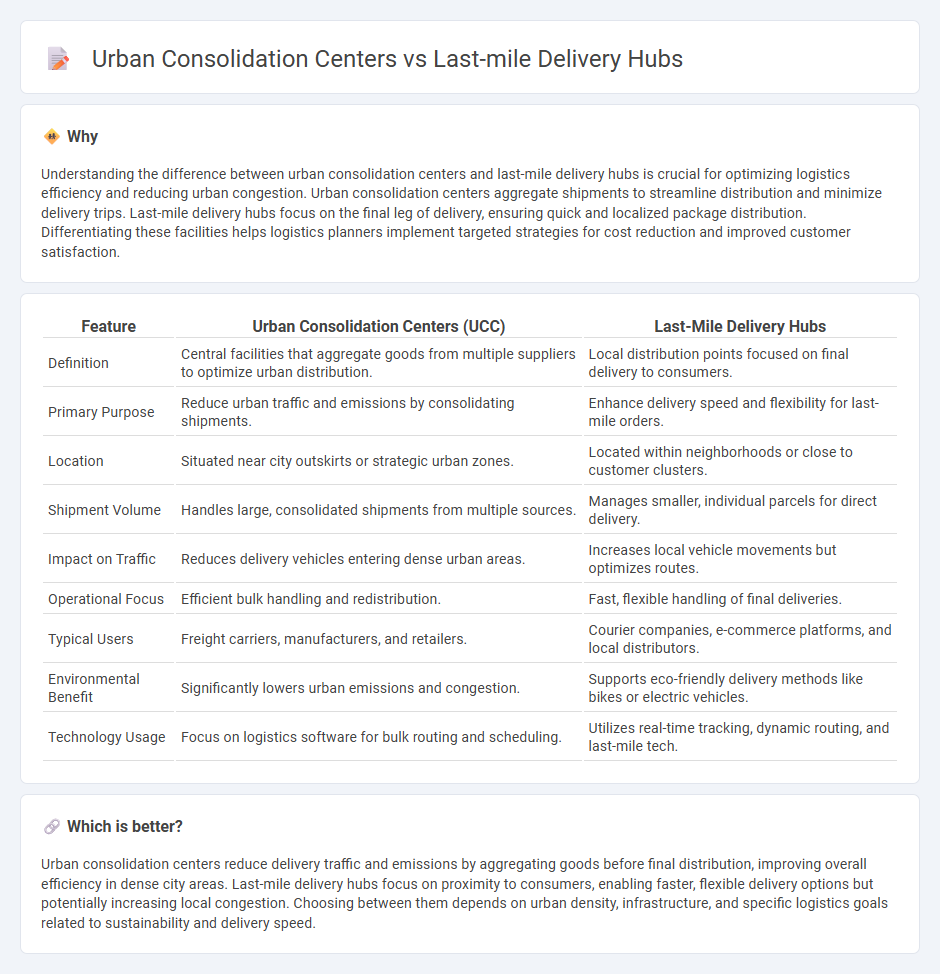 Urban Consolidation Centers vs Last-Mile Delivery Hubs in Logistics