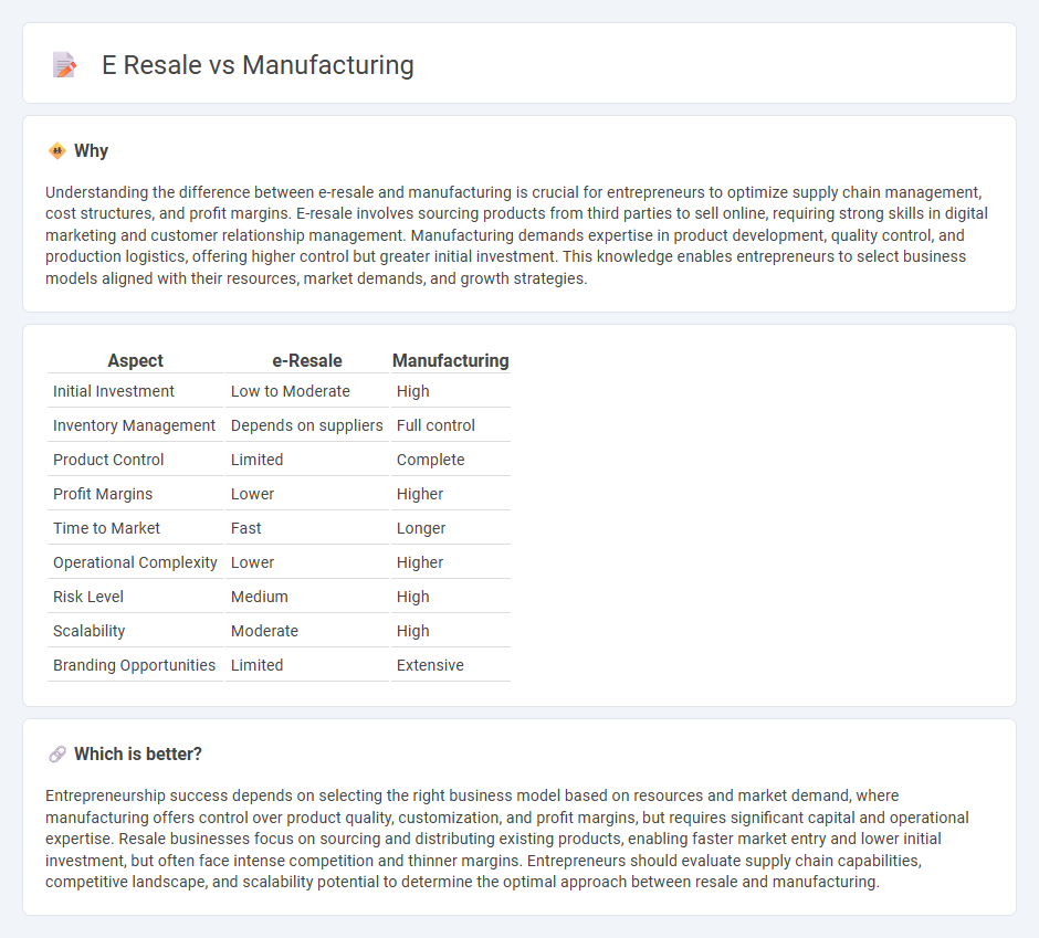 E Resale vs Manufacturing in Entrepreneurship