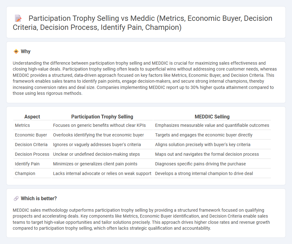 Participation Trophy Selling vs Meddic (Metrics, Economic Buyer, Decision Criteria, Decision Process, Identify Pain, Champion) in Sales