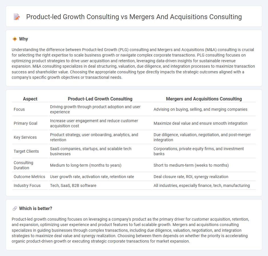 Product-Led Growth Consulting vs Mergers And Acquisitions Consulting in Consulting