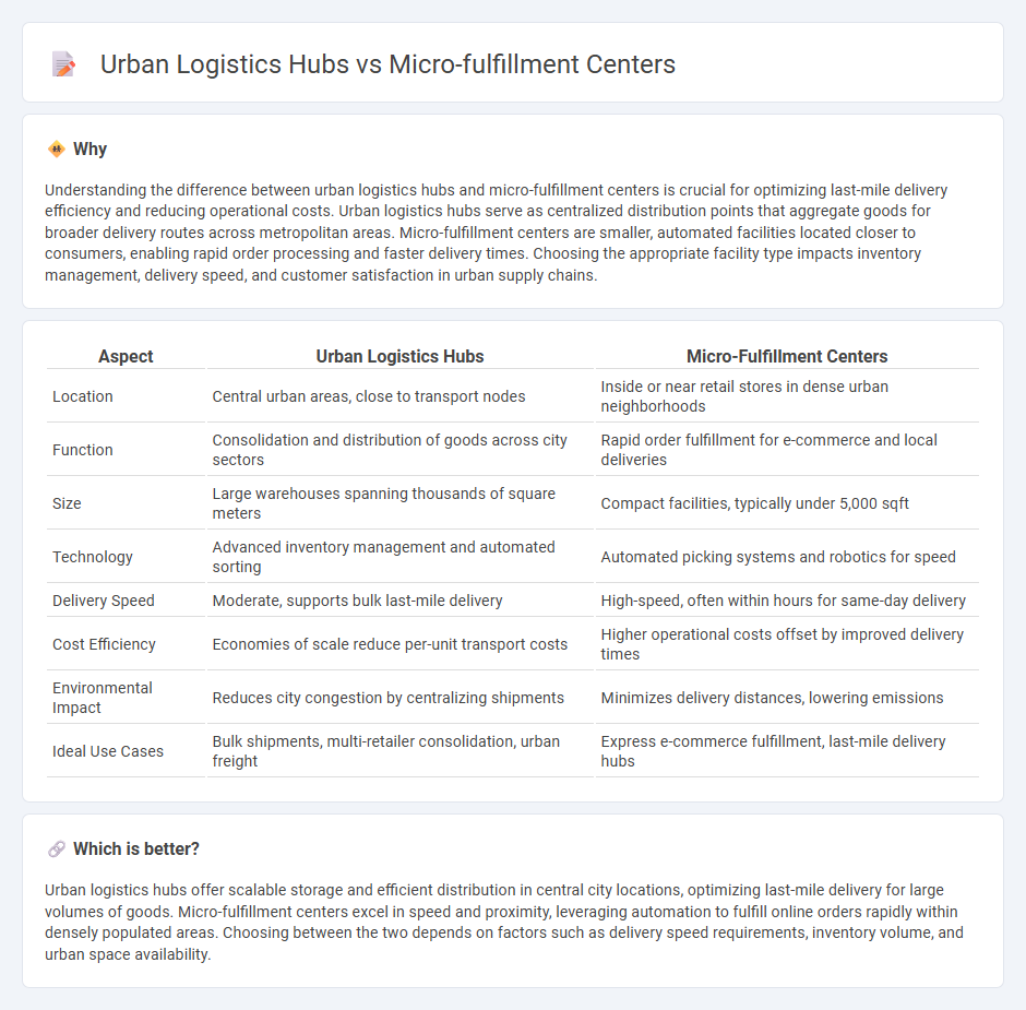 Urban Logistics Hubs vs Micro-Fulfillment Centers in Logistics