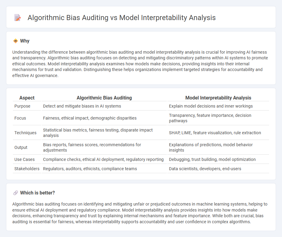 Algorithmic Bias Auditing vs Model Interpretability Analysis in Technology