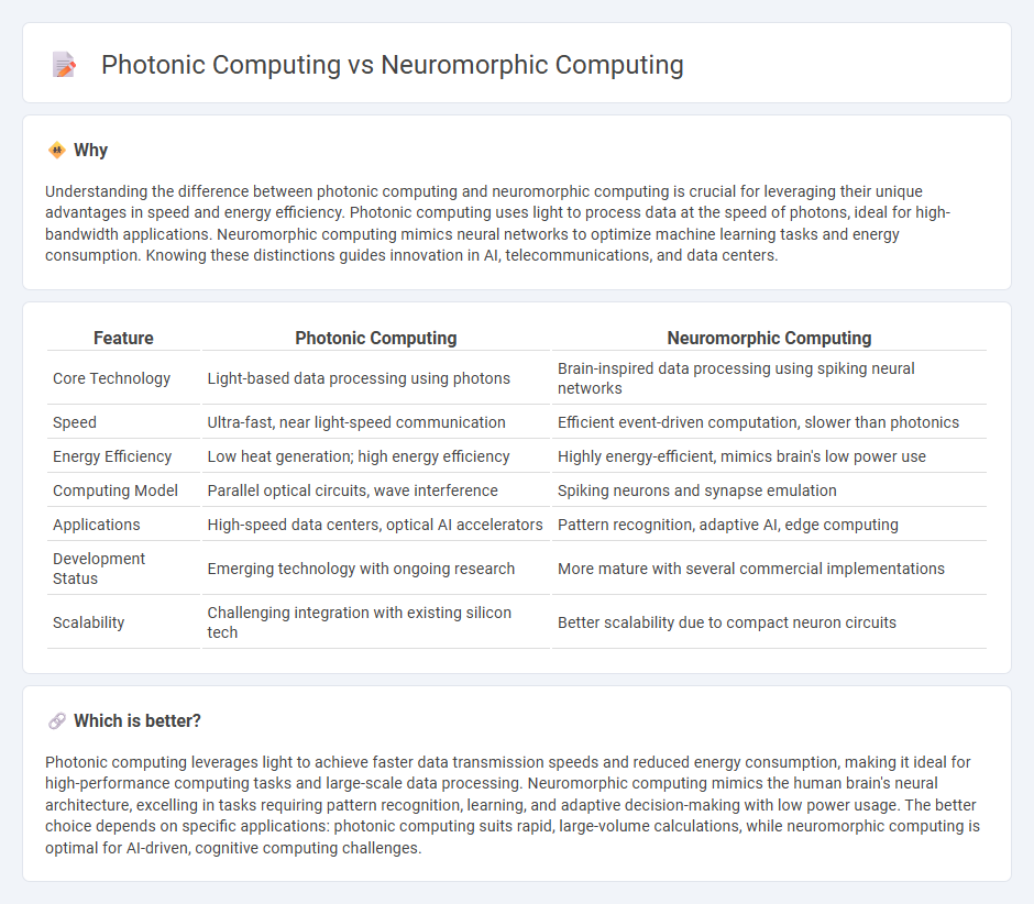 Photonic Computing vs Neuromorphic Computing in Technology