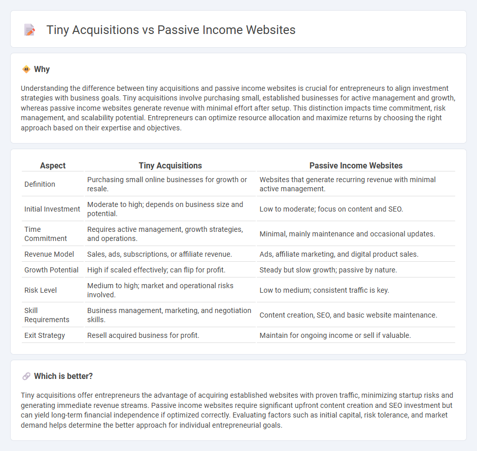 Tiny Acquisitions vs Passive Income Websites in Entrepreneurship