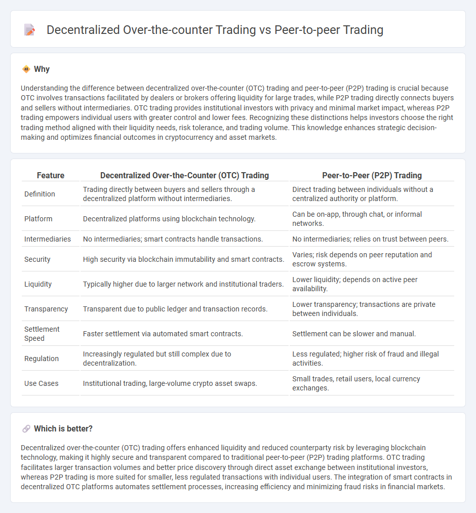 Decentralized Over-The-Counter Trading vs Peer-To-Peer Trading in Finance